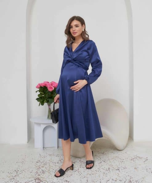 Синее платье для беременных и кормящих Blush — изображение 15