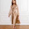 Бежевое платье для беременных и кормящих Blush