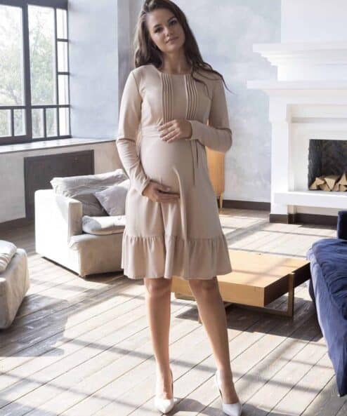 Бежевое платье для будущих и кормящих мам Michelle Бежевое платье для будущих и кормящих мам Michelle — изображение 3
