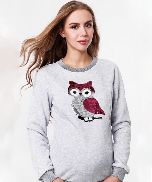 Серый теплый свитшот для будущих и кормящих мам Blink Owl