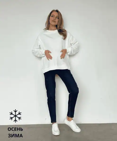 Синие джинсы moms с меховой изнанкой для беременных Snow Синие джинсы moms с меховой изнанкой для беременных Snow — изображение 4