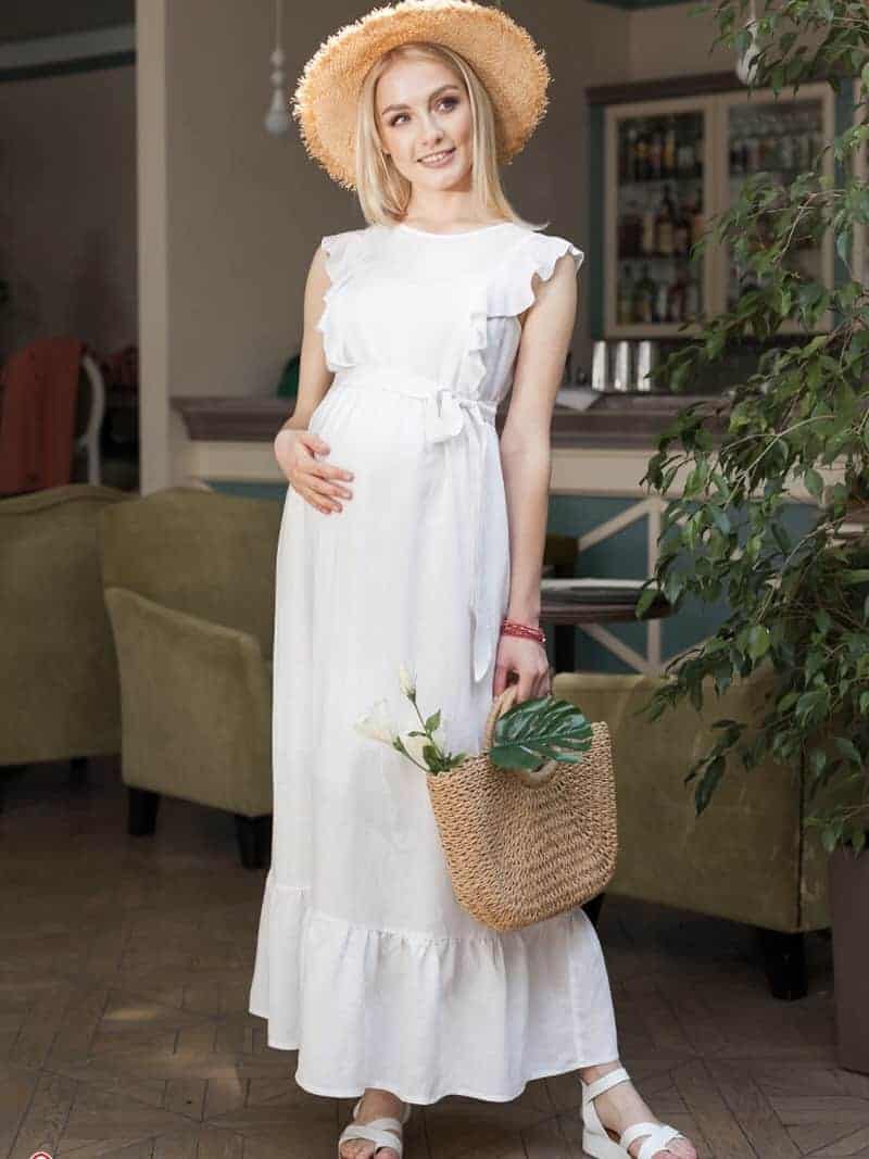 Белое платье для беременных и кормящих мам Freya Белое платье для беременных и кормящих мам Freya