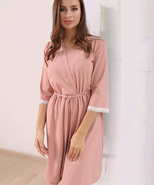 Персиковый халат для будущих и кормящих мам Irene