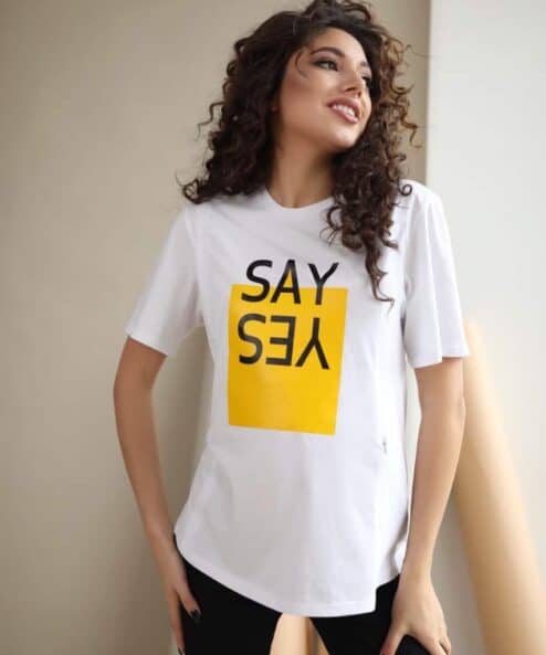Белая футболка для будущих и кормящих мам Say Yes — изображение 5