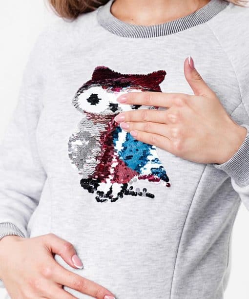 Серый теплый свитшот для будущих и кормящих мам Blink Owl — изображение 6