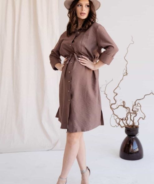 Кофейное платье для будущих и кормящих мам Samanta