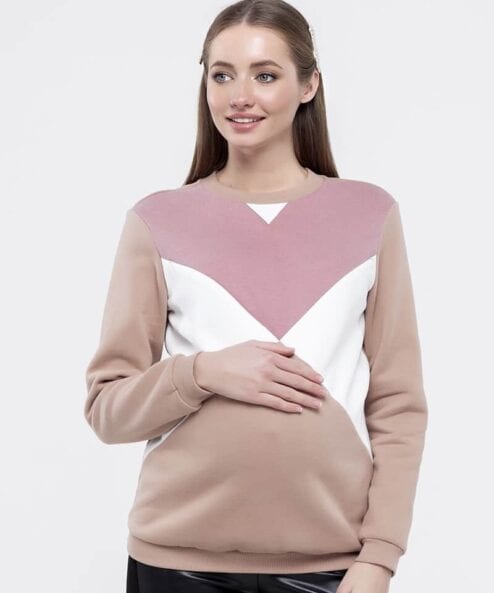 Бежевый теплый свитшот для будущих и кормящих мам Cat Warm Бежевый теплый свитшот для будущих и кормящих мам Cat Warm — изображение 6