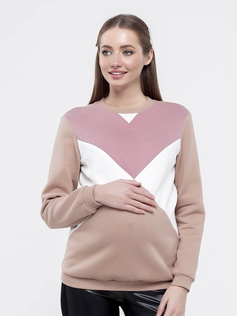 Бежевый теплый свитшот для будущих и кормящих мам Cat Warm Бежевый теплый свитшот для будущих и кормящих мам Cat Warm — изображение 6