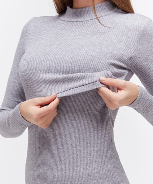 Серый теплый гольф для беременных и кормящих мам Lecie Warm — изображение 2