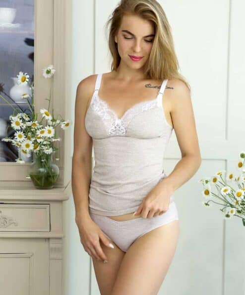 Бежевая майка для будущих и кормящих мам Sandra — изображение 4
