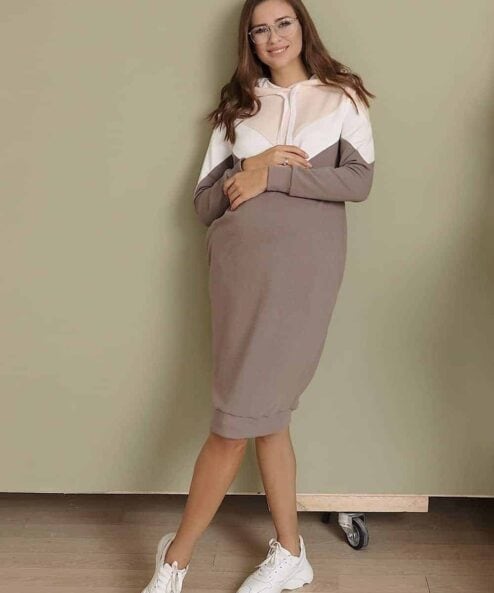 Кофейное платье для беременных и кормящих мам Lisette Кофейное платье для беременных и кормящих мам Lisette — изображение 6
