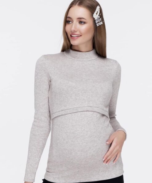 Кофейный теплый гольф для беременных и кормящих мам Marian Warm — изображение 5