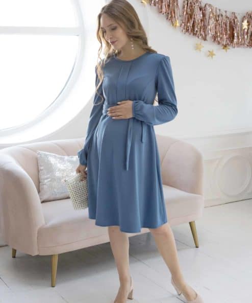 Голубое платье для будущих и кормящих мам Shante