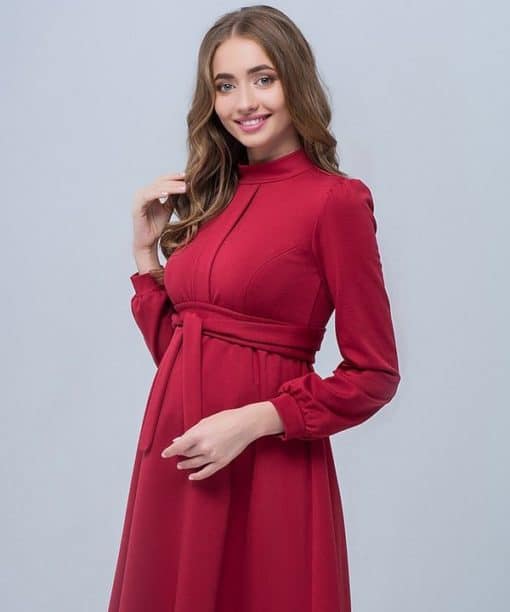 Бордовое платье для беременных и кормящих мам Rebecca — изображение 5
