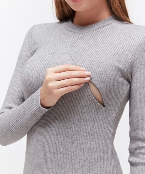 Серый лонгслив для будущих и кормящих мам Stefania Warm Серый лонгслив для будущих и кормящих мам Stefania Warm — изображение 2