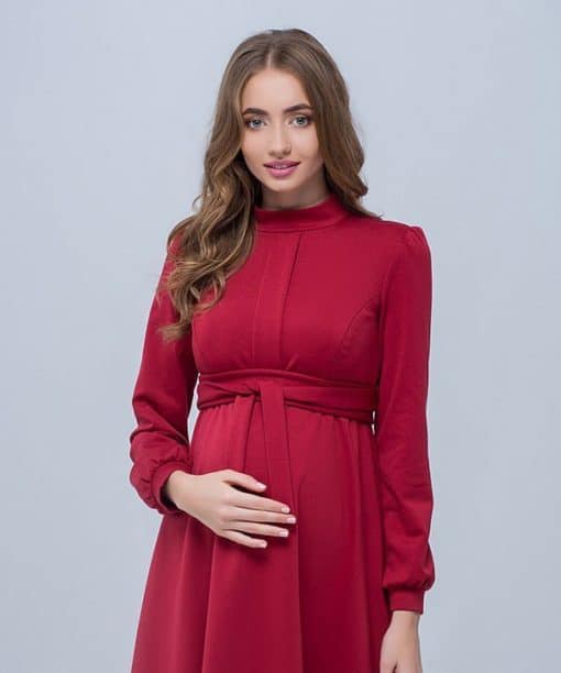 Бордовое платье для беременных и кормящих мам Rebecca — изображение 6