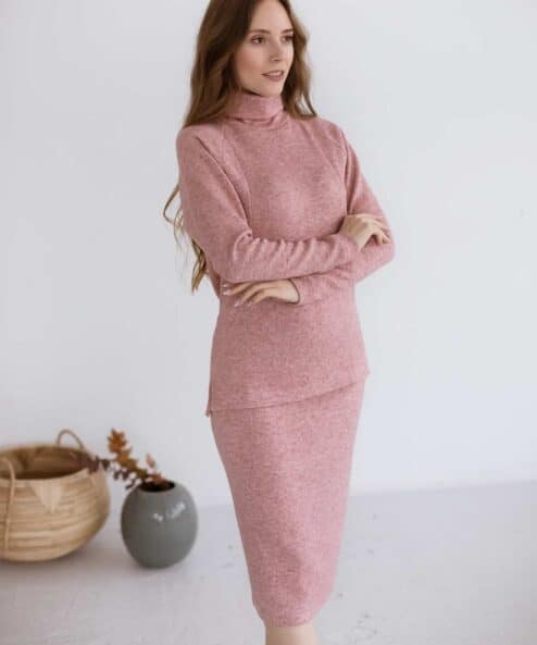 Пудровый теплый костюм для будущих и кормящих мам Trendy — изображение 4