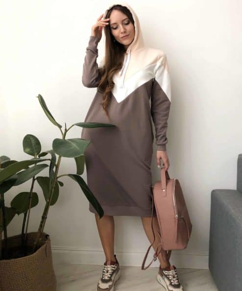 Кофейное платье для беременных и кормящих мам Lisette