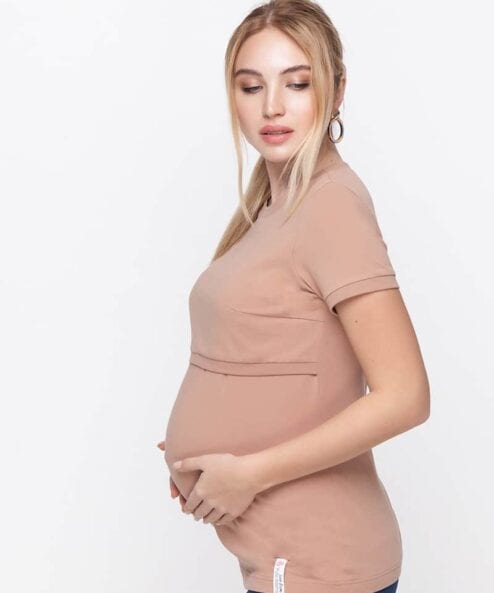 Бежевая футболка для будущих и кормящих мам Margo — изображение 3