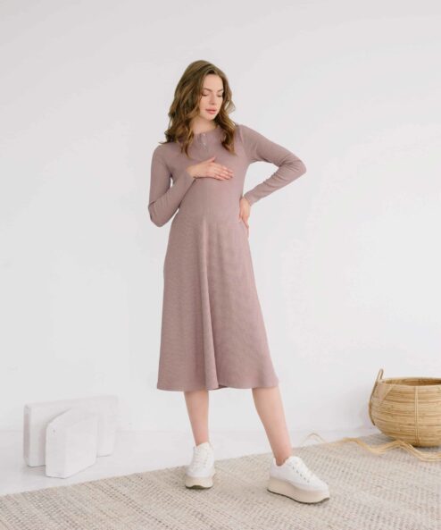 Кофейное платье-лапша для будущих и кормящих мам Lulu — изображение 3