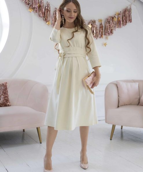 Молочное платье для беременных и кормящих мам Clarita