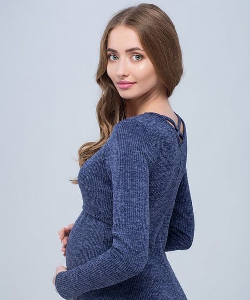 Синий лонгслив для будущих и кормящих мам Alana — изображение 8