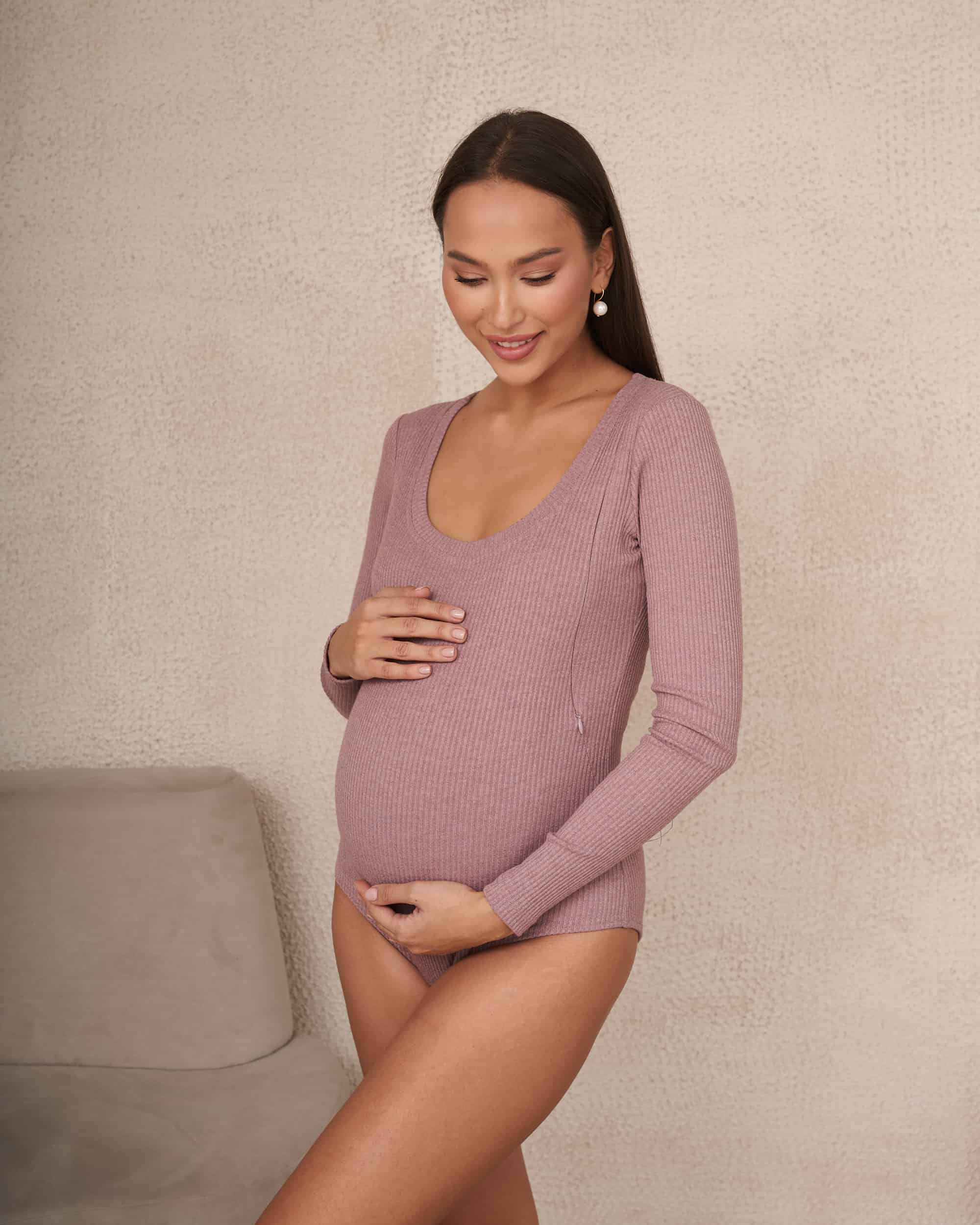 Кофейный боди для беременных и кормящих Pamella New Кофейный боди для беременных и кормящих Pamella New