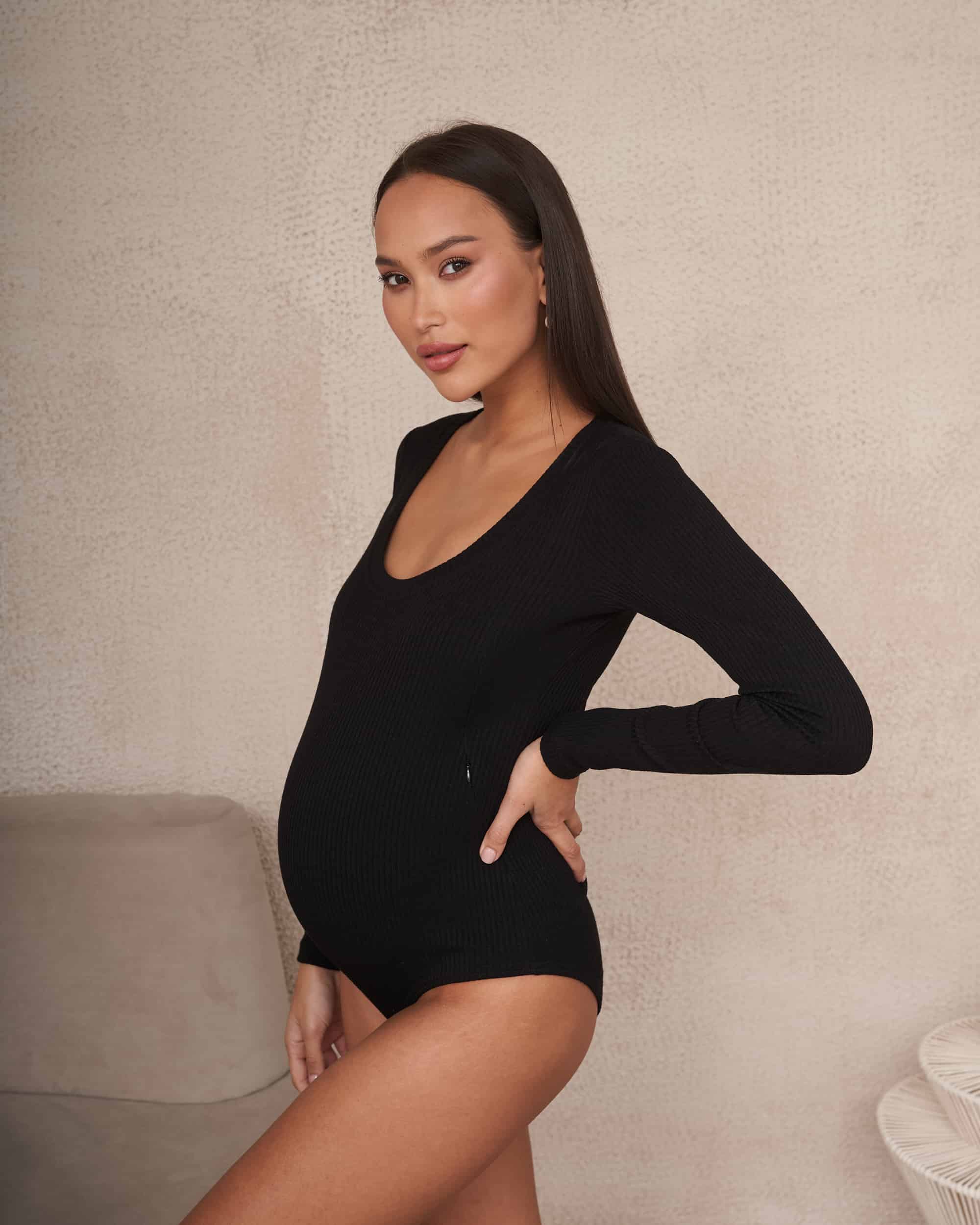 Черный боди для беременных и кормящих Pamella New Черный боди для беременных и кормящих Pamella New — изображение 2