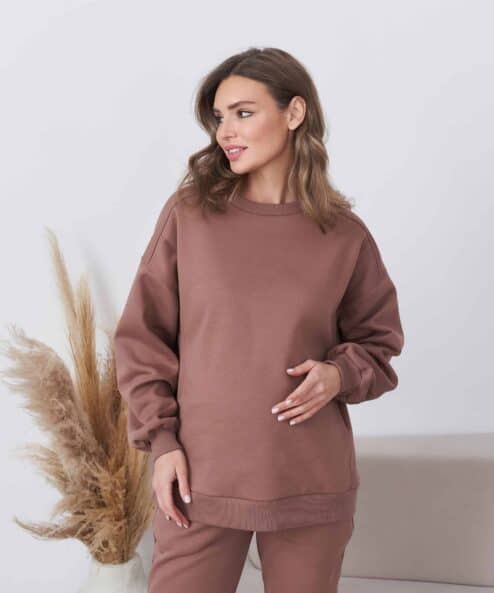 Теплый свитшот в цвете какао для будущих и кормящих мам Urban Warm — изображение 5