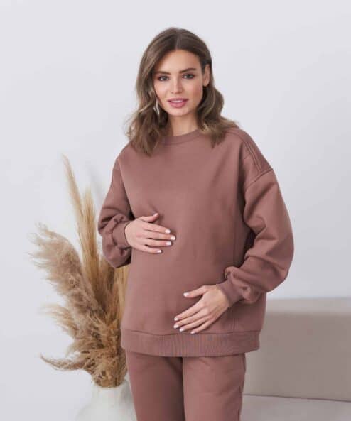 Теплый свитшот в цвете какао для будущих и кормящих мам Urban Warm — изображение 3