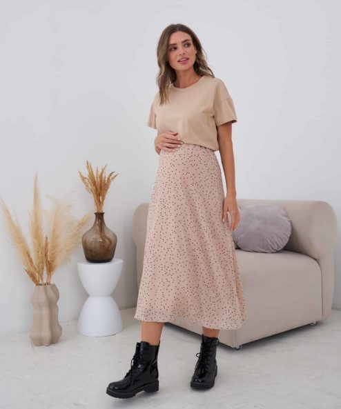 Бежевая юбка в горошек для будущих и кормящих мам Nessy — изображение 4