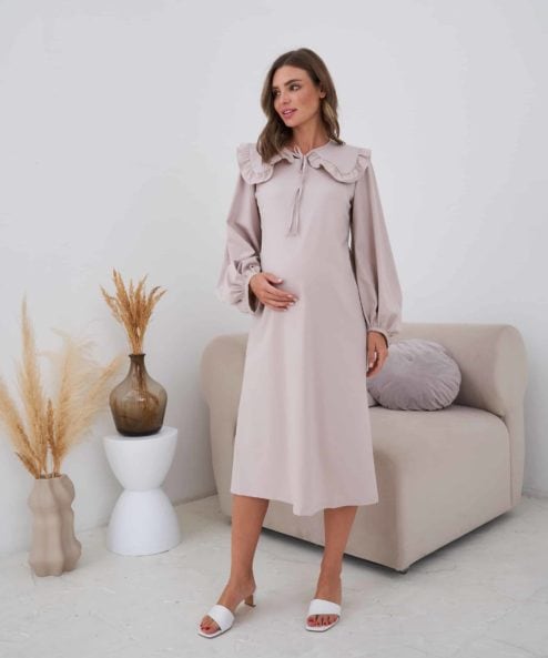 Кофейное платье для беременных и кормящих мам Anabella