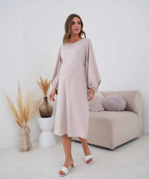 Кофейное платье для беременных и кормящих мам Anabella — изображение 5