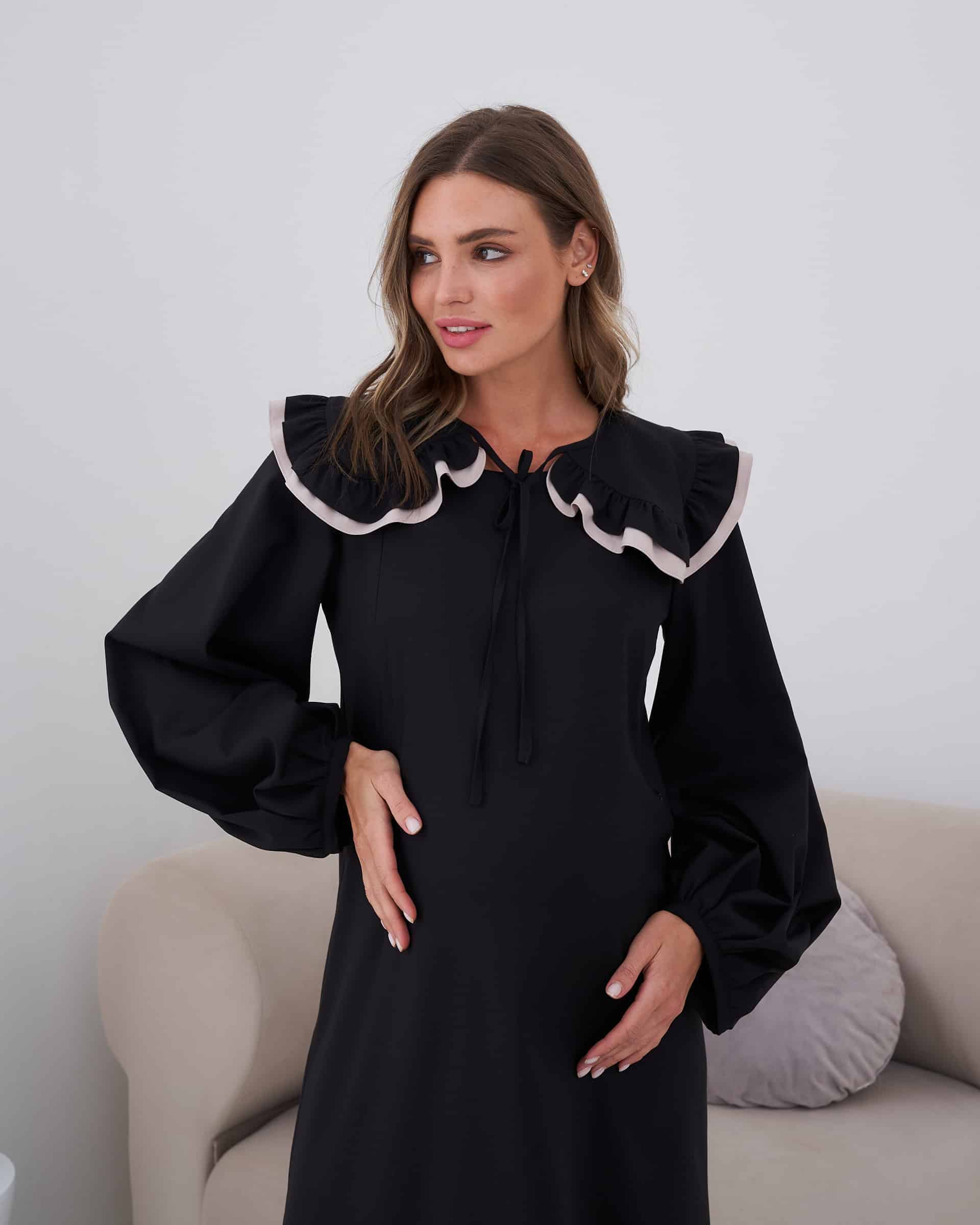 Черное платье для беременных и кормящих мам Anabella Черное платье для беременных и кормящих мам Anabella — изображение 6