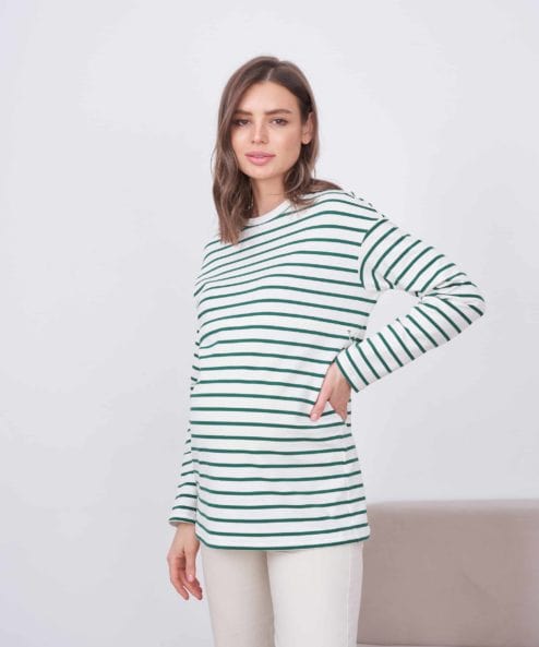 Бело-зеленая тельняшка для будущих и кормящих мам Marina — изображение 5
