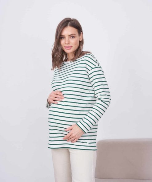 Бело-зеленая тельняшка для будущих и кормящих мам Marina — изображение 3