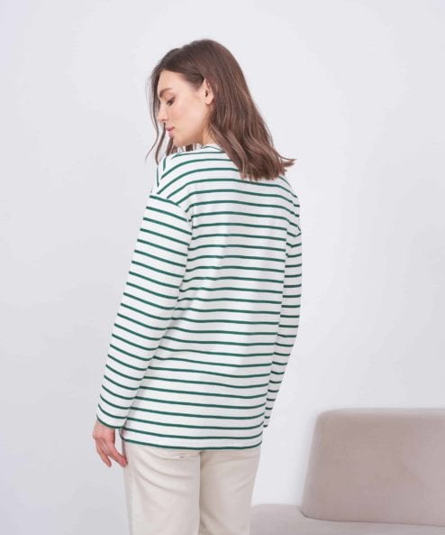 Бело-зеленая тельняшка для будущих и кормящих мам Marina — изображение 6