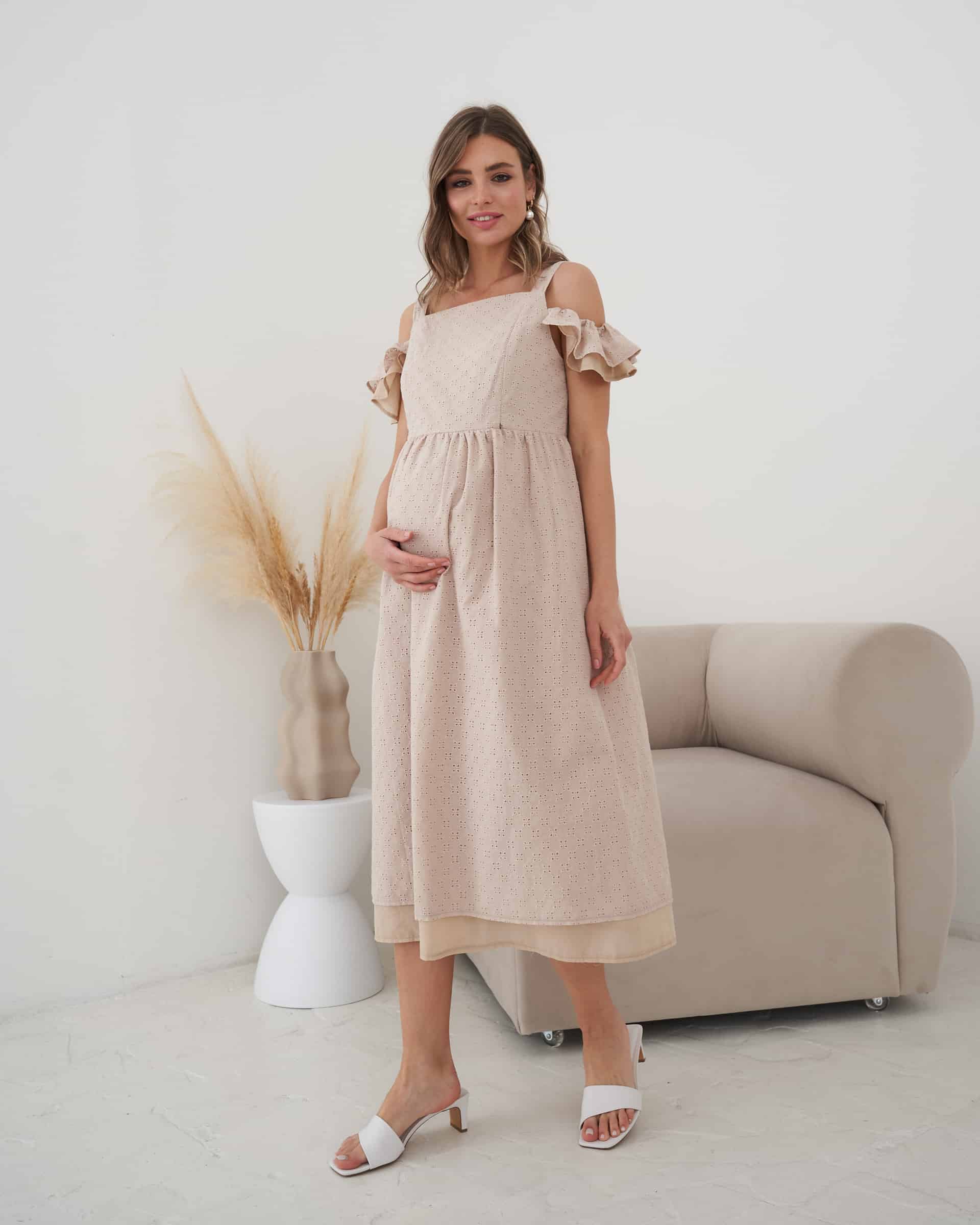 Бежевый сарафан для беременных и кормящих мам Violetta New Бежевый сарафан для беременных и кормящих мам Violetta New — изображение 3