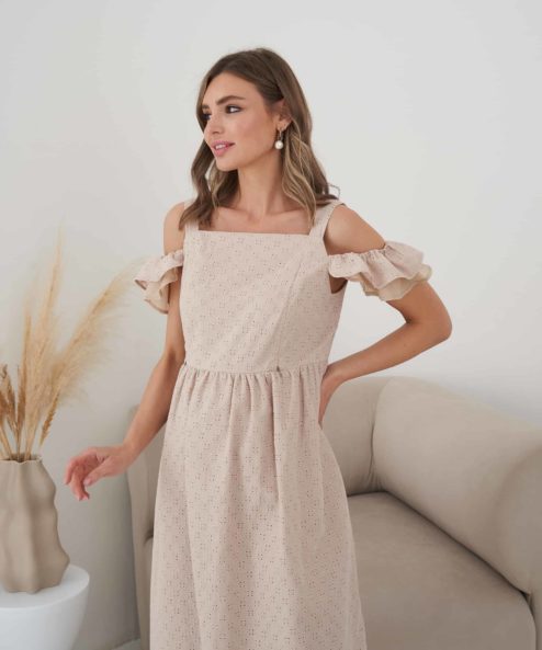 Бежевый сарафан для беременных и кормящих мам Violetta New Бежевый сарафан для беременных и кормящих мам Violetta New — изображение 4