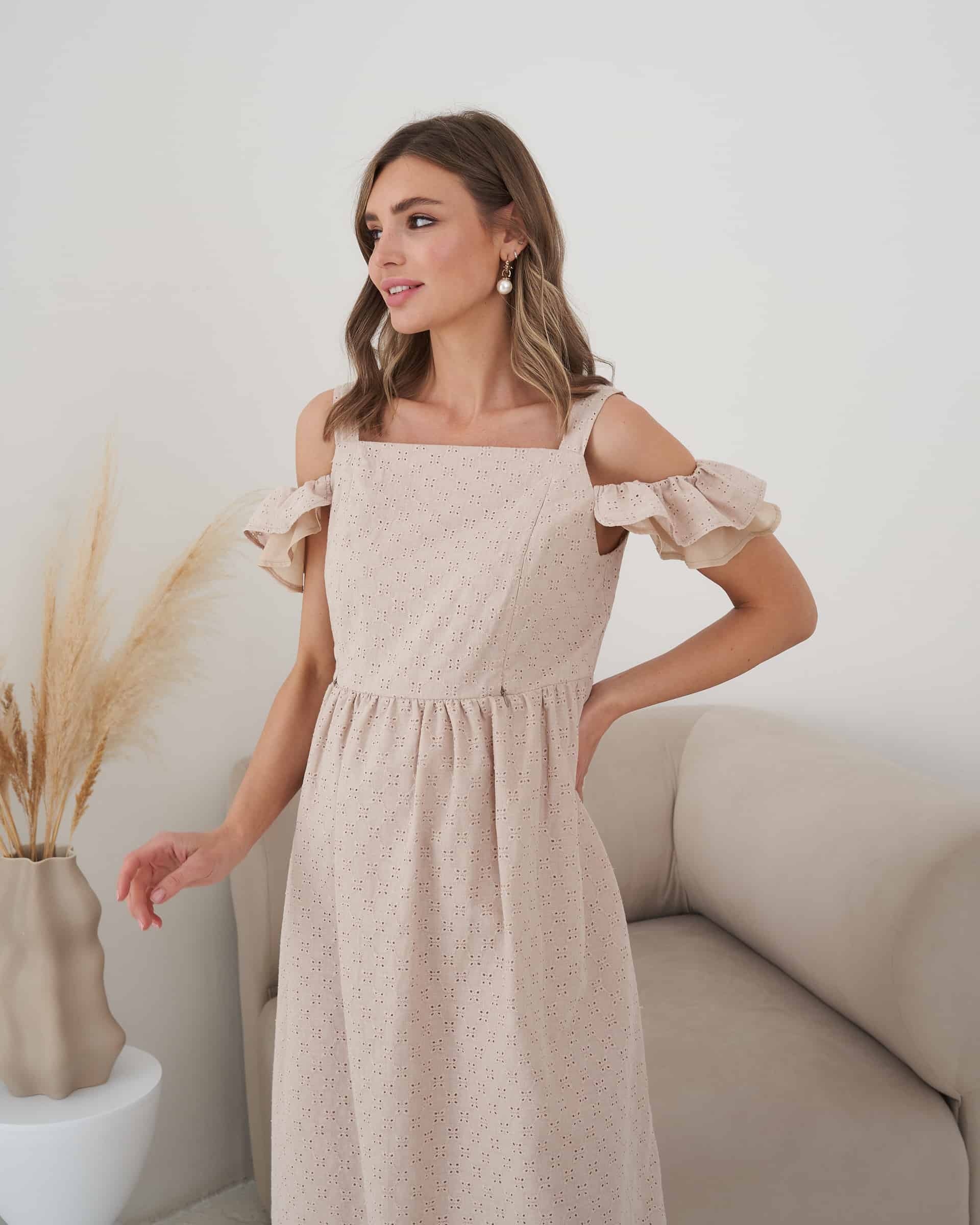 Бежевый сарафан для беременных и кормящих мам Violetta New Бежевый сарафан для беременных и кормящих мам Violetta New — изображение 4