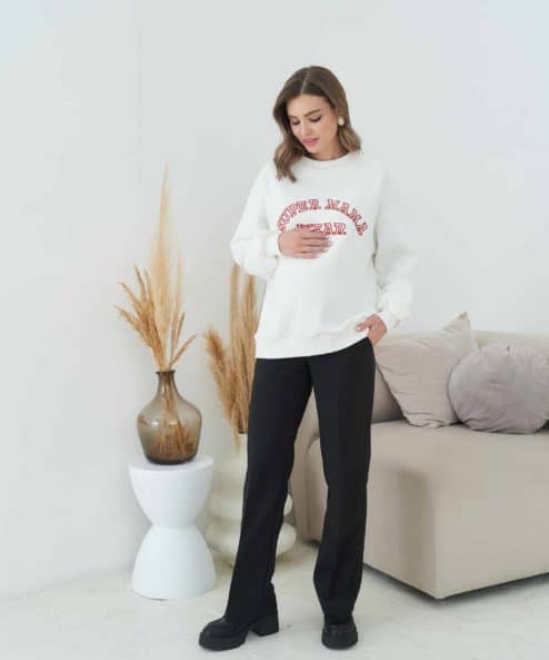 Молочный тёплый свитшот для будущих и кормящих мам Super Mama — изображение 5