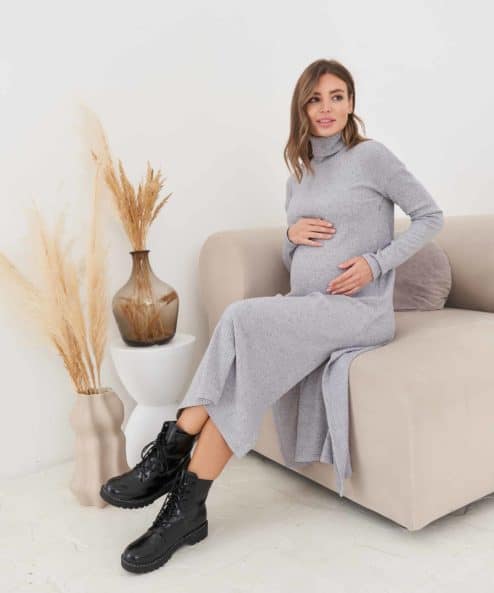Серое платье для будущих и кормящих мам Vivien — изображение 4