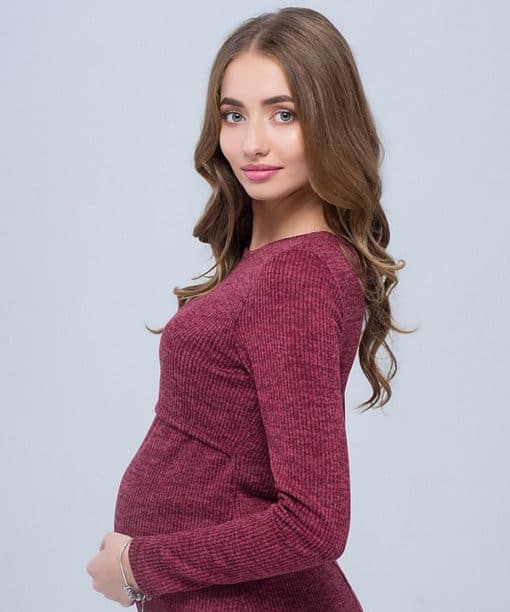 Бордовый лонгслив для будущих и кормящих мам Alana — изображение 7