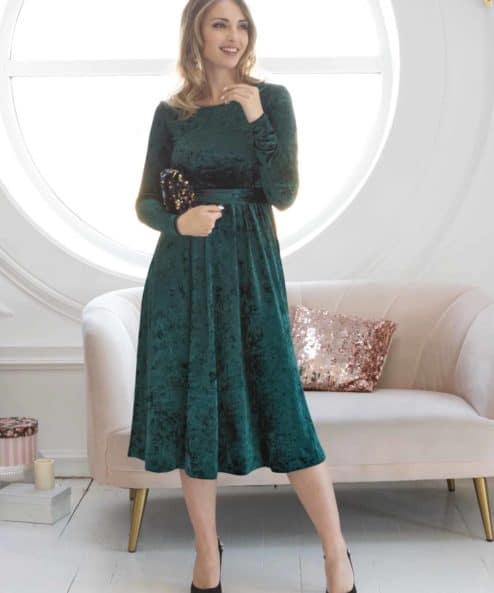 Изумрудное бархатное платье для будущих и кормящих мам Angel New