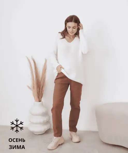 Карамельные утеплённые джинсы moms для беременных Isla — изображение 5