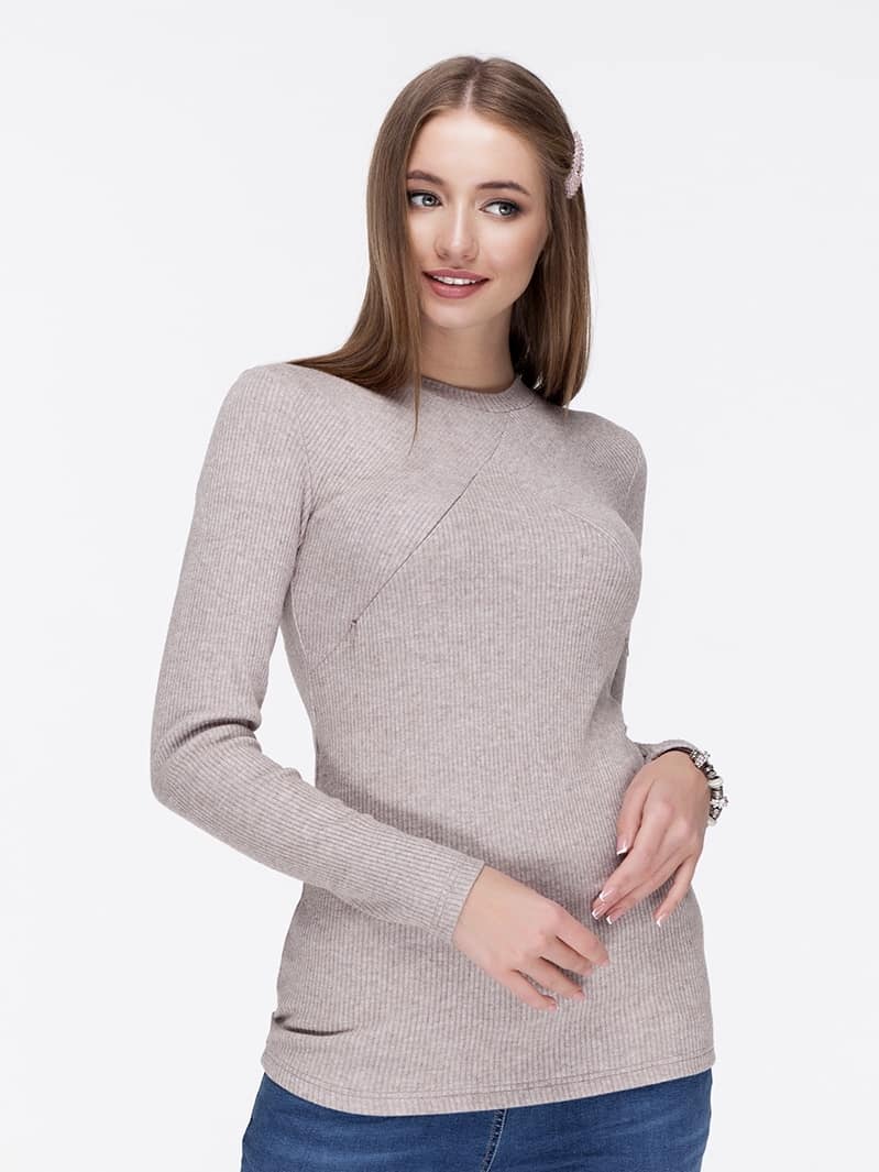 Кофейный лонгслив для будущих и кормящих мам Stefania Warm Кофейный лонгслив для будущих и кормящих мам Stefania Warm