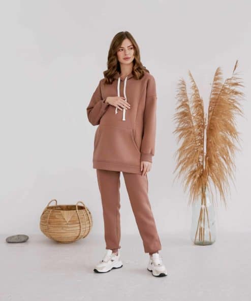Теплое худи в цвете какао для будущих и кормящих мам Sport — изображение 3