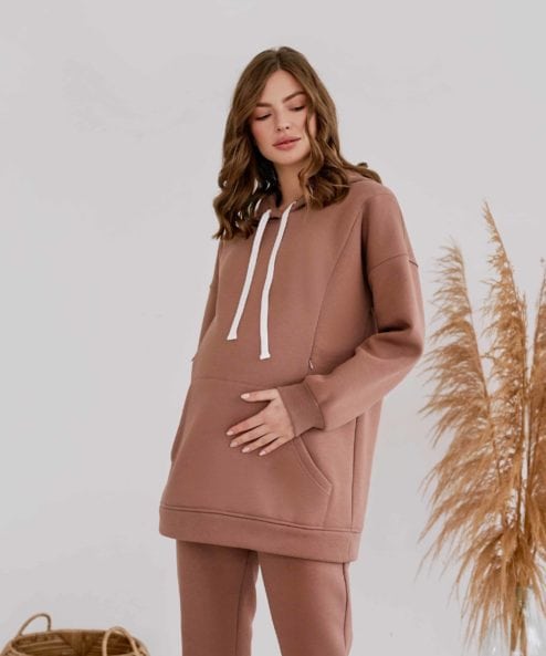 Теплое худи в цвете какао для будущих и кормящих мам Sport — изображение 5