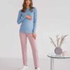 Пудровые базовые брюки для будущих и кормящих мам Eleganza
