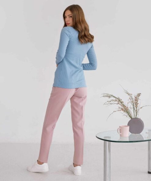 Пудровые базовые брюки для будущих и кормящих мам Eleganza — изображение 5